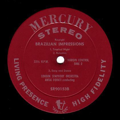 Record label of Mercury Living Presence Series USA pressing 