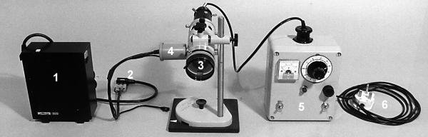 Microscope flashlamp setup: annotated.
