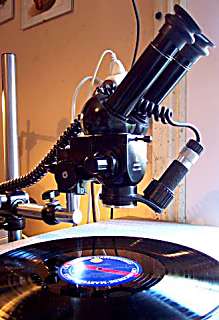 Low power stereo microscope over plastic foam support